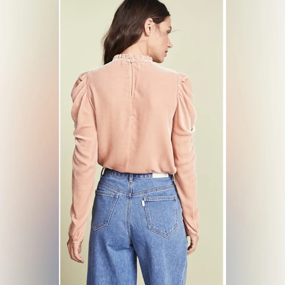 Ulla Johnson Pink Velvet Long Sleeve Victorian‎ Romantic Blouse Size 0